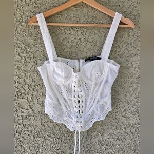 Finesse White Lace Eyelet Corset Top